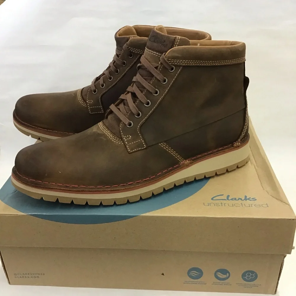 New Mens Ankle-High Lace-Up Boot Clarks Rugged Varby Top Size 13M